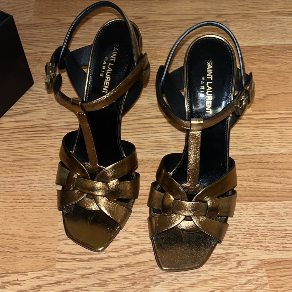 YSL Bronze gold strappy heels 39.5 - Picture 4 of 6